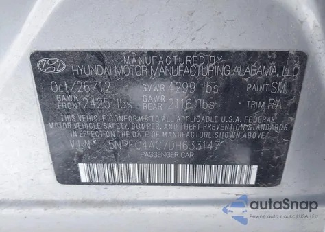 2013 Hyundai Sonata Se из США, поврежденный, VIN 5NPEC4AC7DH633147